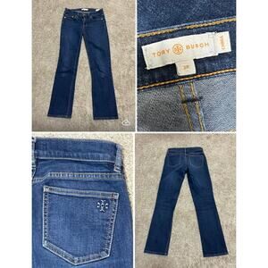 Comfort Relaxed Classic everyday luxury blue jeans Tory Burch straight sz 26